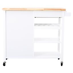 Orsina Sturdy Black Kitchen Trolley, Compact Kitchen Trolley For Entertaining Guests, Versatile Kitchen Trolley in White - thumbnail 4