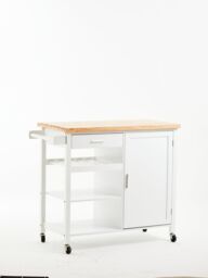 Orsina Sturdy Black Kitchen Trolley, Compact Kitchen Trolley For Entertaining Guests, Versatile Kitchen Trolley in White - thumbnail 5