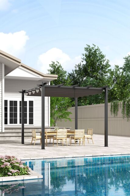 H&O Direct Outdoor Aluminum Pergola for Patio Deck in Dark Grey - image 1