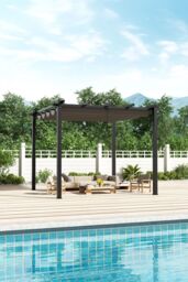 H&O Direct Outdoor Aluminum Pergola for Patio Deck in Dark Grey - thumbnail 3