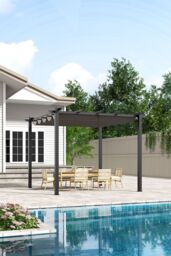 H&O Direct Outdoor Aluminum Pergola for Patio Deck in Dark Grey - thumbnail 1