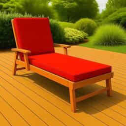 Homes-Linen Sun Lounger Cushion Extra Thick Recliner Pad Soft Outdoor Seat in Red - thumbnail 2