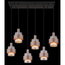 Netlighting Milley Cluster Pendant Matt Black Amber Glass Shade 6x E27 in Brown - thumbnail 5
