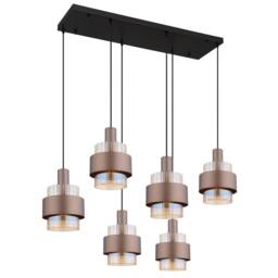 Netlighting Milley Cluster Pendant Matt Black Amber Glass Shade 6x E27 in Brown - thumbnail 2