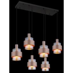Netlighting Milley Cluster Pendant Matt Black Amber Glass Shade 6x E27 in Brown - thumbnail 3