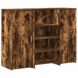 Berkfield Home Reception Desk Smoked Oak 135x50x103.5 cm Engineered Wood in Brown - thumbnail 1