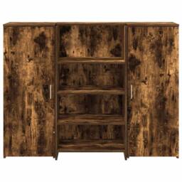 Berkfield Home Reception Desk Smoked Oak 135x50x103.5 cm Engineered Wood in Brown - thumbnail 5