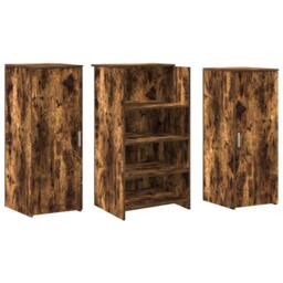 Berkfield Home Reception Desk Smoked Oak 135x50x103.5 cm Engineered Wood in Brown - thumbnail 7