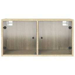 Berkfield Home Wall Cabinets with Glass Doors 2 pcs Sonoma Oak 68.5x37x35 cm in Light Tan - thumbnail 7