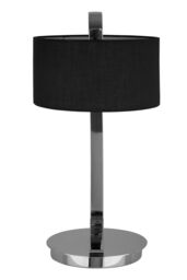 Orsina Modern Black Shade C-Frame Table Lamp, Chrome Desk Light For Study Room, Contemporary Bedside Lamp Fixture