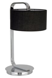 Orsina Modern Black Shade C-Frame Table Lamp, Chrome Desk Light For Study Room, Contemporary Bedside Lamp Fixture - thumbnail 2