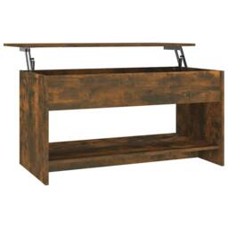 Berkfield Home Coffee Table Smoked Oak 102x50x52.5 cm Engineered Wood in Brown - thumbnail 1