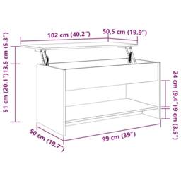 Berkfield Home Coffee Table Smoked Oak 102x50x52.5 cm Engineered Wood in Brown - thumbnail 9