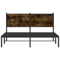 Berkfield Home Metal Bed Frame without Mattress Smoked Oak 140x200 cm in Brown - thumbnail 5