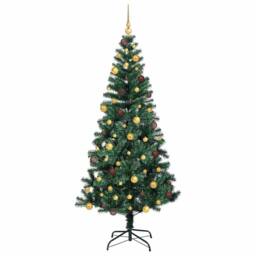 Berkfield Home Artificial Pre-lit Christmas Tree Green 210 cm PVC & Metal - thumbnail 4