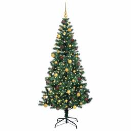 Berkfield Home Artificial Pre-lit Christmas Tree Green 210 cm PVC & Metal - thumbnail 3