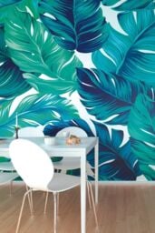 Origin Murals Bold Tropical Leaves Wall Mural in Green - Size: W350 cm x H280 cm - thumbnail 1