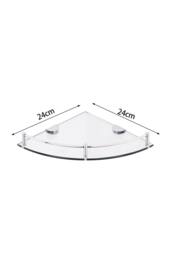 ExtraStar 2Pcs Bathroom Glass Corner Shelf - Wall Mounted​ Storage Rack in Silver - thumbnail 6