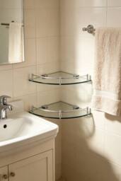 ExtraStar 2Pcs Bathroom Glass Corner Shelf - Wall Mounted​ Storage Rack in Silver - thumbnail 3