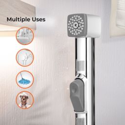 Geepas Hand Held Toilet Bidet Sprayer Shattaf Toilet Cleaning Faucet in Silver - thumbnail 4