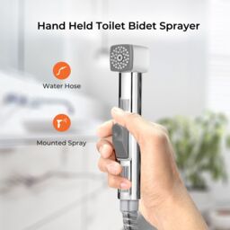 Geepas Hand Held Toilet Bidet Sprayer Shattaf Toilet Cleaning Faucet in Silver - thumbnail 3