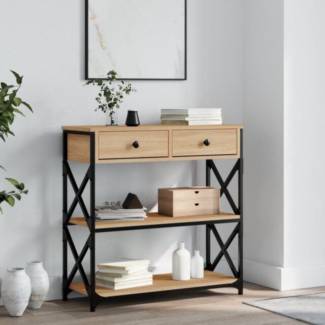 Berkfield Home Console Table Sonoma Oak 75x28x75 cm Engineered Wood in Brown - Size: 75 x 28 x 75 cm - image 1
