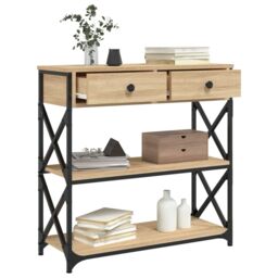 Berkfield Home Console Table Sonoma Oak 75x28x75 cm Engineered Wood in Brown - Size: 75 x 28 x 75 cm - thumbnail 4