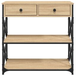 Berkfield Home Console Table Sonoma Oak 75x28x75 cm Engineered Wood in Brown - Size: 75 x 28 x 75 cm - thumbnail 6