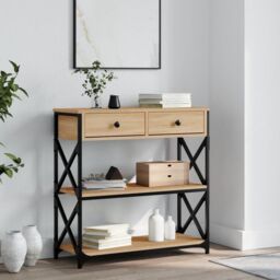 Berkfield Home Console Table Sonoma Oak 75x28x75 cm Engineered Wood in Brown - Size: 75 x 28 x 75 cm - thumbnail 1