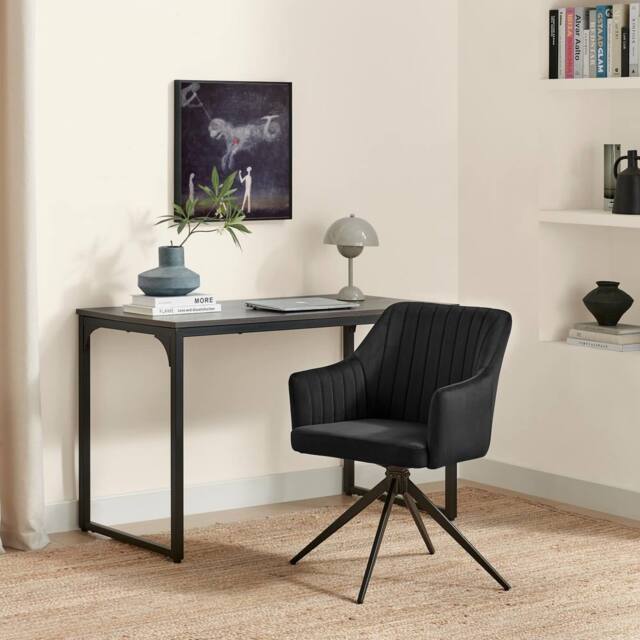 FurnitureboxUK Calla Black Velvet Swivel Office Chair - image 1