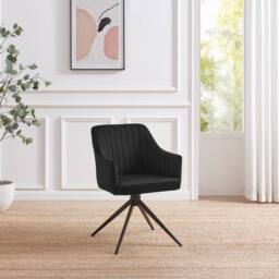 FurnitureboxUK Calla Black Velvet Swivel Office Chair - thumbnail 2