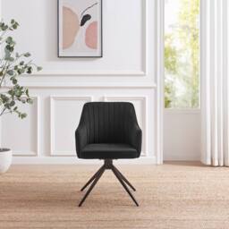FurnitureboxUK Calla Black Velvet Swivel Office Chair - thumbnail 3