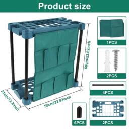 FLAVORA Heavy Duty Garden Tool Organizer Rack Garage in Green - Size: 10000mm x 520mm - thumbnail 2