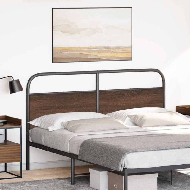 Berkfield Home Headboard Brown Oak 150 cm Steel & Engineered Wood - image 1