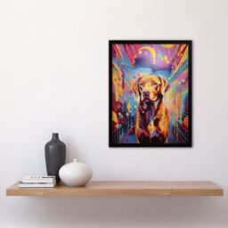 Artery8 Wall Art Print Red Labrador Retriever Dog Lover Gift Pet Portrait Colourful Neon Artwork Painting Art Framed - Size: A4 - thumbnail 4