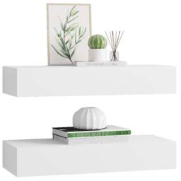 Berkfield Home Elegant Wall-mounted Drawer Shelves 2 pcs White 60x23.5x10cm MDF - Size: 60x23.5x10 cm - thumbnail 4