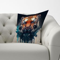 Warren Reed - Designer Tiger Face Splashart Cushions in Brown - Size: 60 cm x 60 cm - thumbnail 3