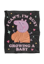 "Hasbro Peppa Pig Mummy Pig Busy Growing A Baby Silky Touch Blanket 50"" x 60"" in White" - thumbnail 1