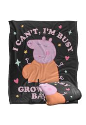 "Hasbro Peppa Pig Mummy Pig Busy Growing A Baby Silky Touch Blanket 50"" x 60"" in White" - thumbnail 2