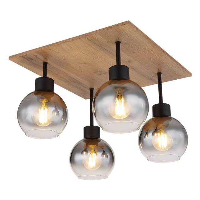 Netlighting Moitas Shade Cluster Ceiling Light Matt Black Smoke Glass Shade 4x E27 - image 1