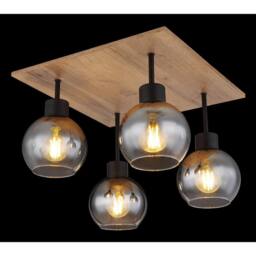 Netlighting Moitas Shade Cluster Ceiling Light Matt Black Smoke Glass Shade 4x E27 - thumbnail 5