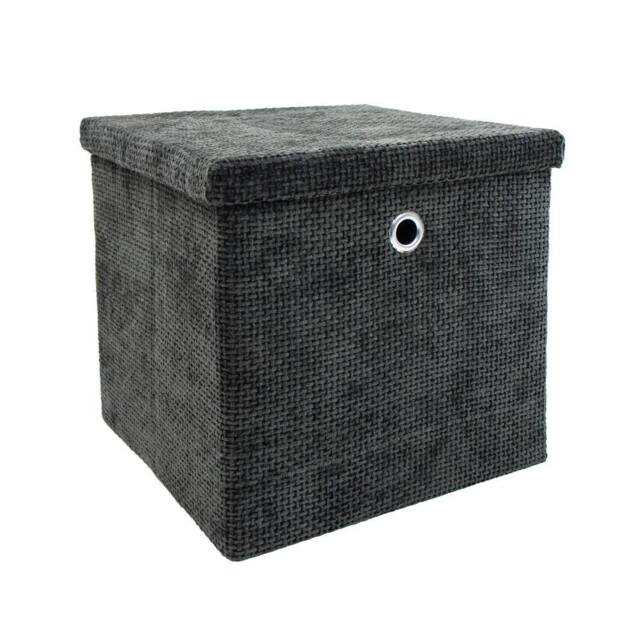 JVL Metro Foldable Storage Box with Lid in Black - image 1