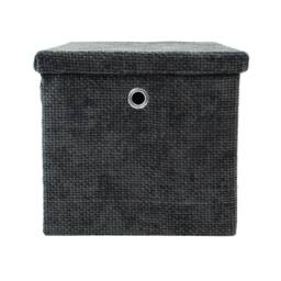 JVL Metro Foldable Storage Box with Lid in Black - thumbnail 2