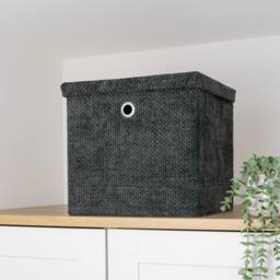 JVL Metro Foldable Storage Box with Lid in Black - thumbnail 8