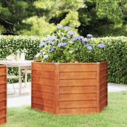 Berkfield Home Garden Raised Bed Rusty 129x129x77 cm Corten Steel in Brown - Size: 129 x 129 x 77 cm - thumbnail 2