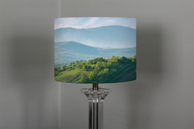 Benjamin Tate Design panorama of beautiful countryside of romania ceiling lamp shade in Natural