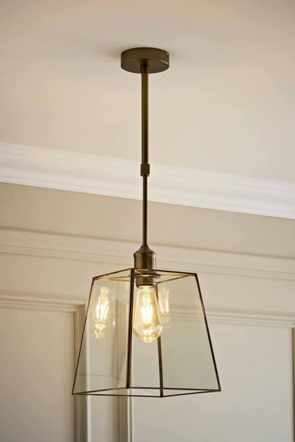 ValueLights Susie Glass Lantern Lamp Shade Adjustable Drop Pendant Ceiling Light in Bronze - image 1