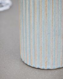 Dibor Traditional Tall Ribbed Blue Decorative Pitcher Jug Vase in Grey - Size: Large - thumbnail 3