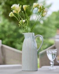 Dibor Traditional Tall Ribbed Blue Decorative Pitcher Jug Vase in Grey - Size: Large - thumbnail 1