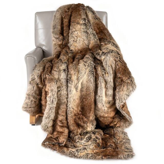 Gymax Soft Plush Throw Blanket 760GSM Fuzzy Faux Fur Decoration Blanket in Brown - image 1